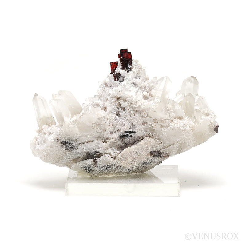 Hubnerite & Muscovite on Clear Quartz Natural Cluster from Pasto Bueno, Pampas District, Pallasca Province, Ancash, Peru | Venusrox