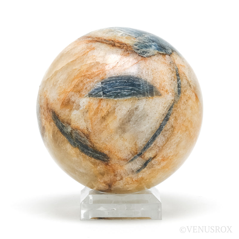 Blue Kyanite in Golden Quartz Polished Sphere from India | Venusrox