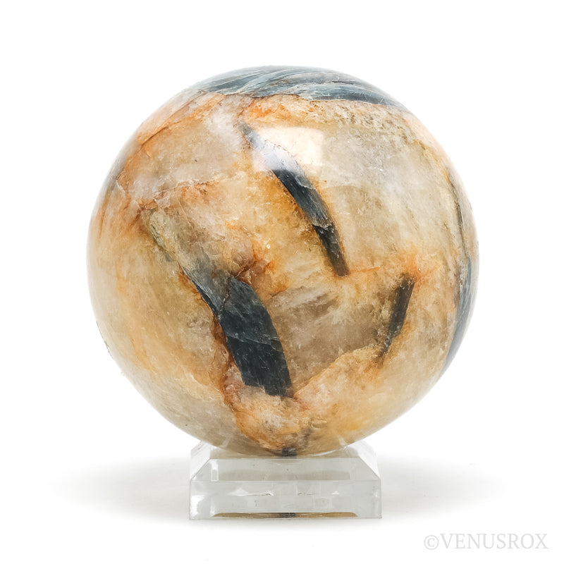 Blue Kyanite in Golden Quartz Polished Sphere from India | Venusrox