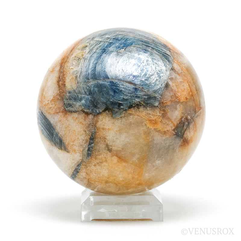 Blue Kyanite in Golden Quartz Polished Sphere from India | Venusrox