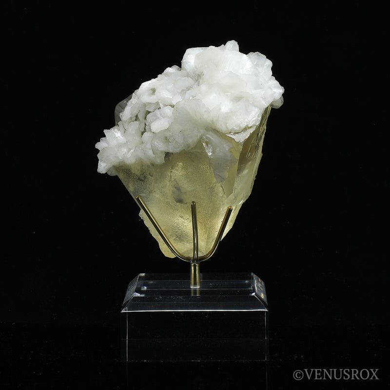 Calcite with Stilbite Natural Cluster from India mounted on a bespoke stand | Venusrox