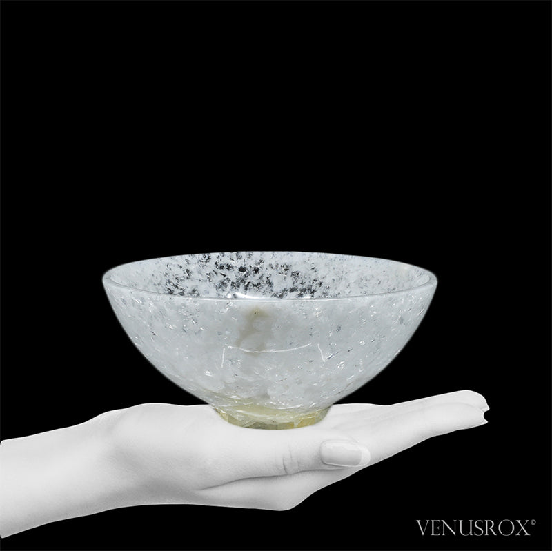 Clear Quartz with Calcite Polished Bowl from India | Venusrox