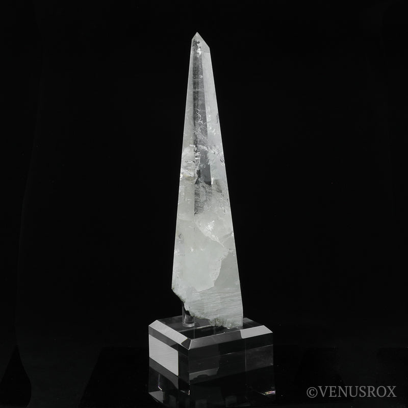 Clear Quartz with Albite & Mica Part Polished/Part Natural Point from Brazil mounted on a bespoke stand | Venusrox