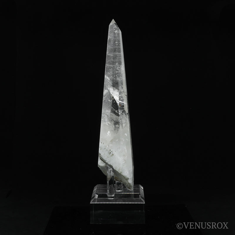 Clear Quartz with Albite & Mica Part Polished/Part Natural Point from Brazil mounted on a bespoke stand | Venusrox