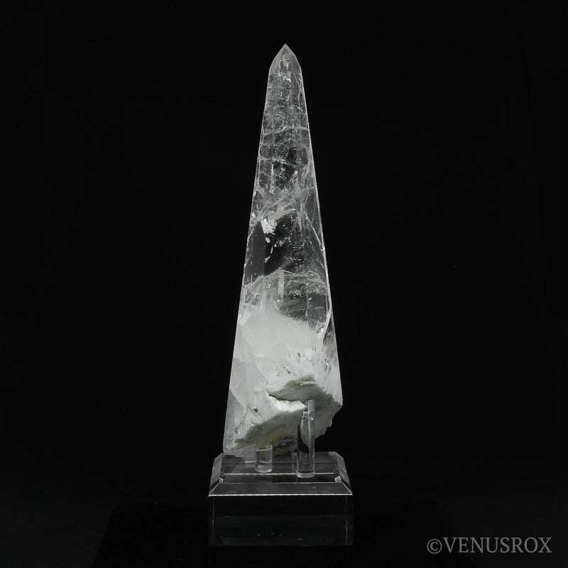 Clear Quartz with Albite & Mica Part Polished/Part Natural Point from Brazil mounted on a bespoke stand | Venusrox