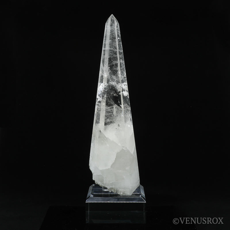Clear Quartz with Albite & Mica Part Polished/Part Natural Point from Brazil mounted on a bespoke stand | Venusrox