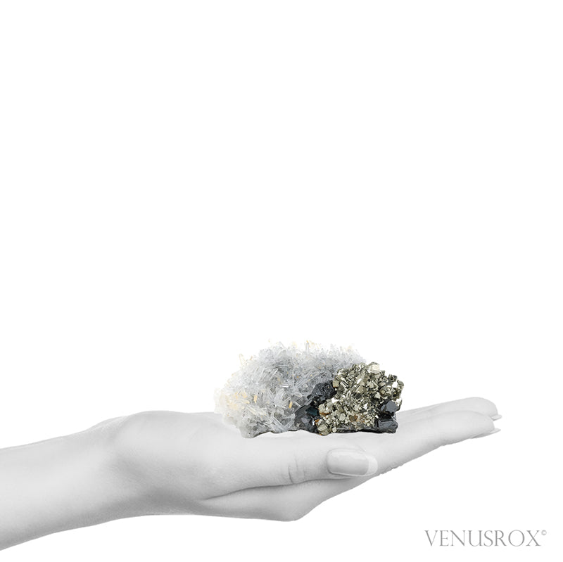 Clear Quartz on Pyrite & Sphalerite Natural Cluster from the Trepča Mining Complex, Trepča Valley, Kosovska Mitrovica, Kosovska Mitrovica District, Kosovo | Venusrox