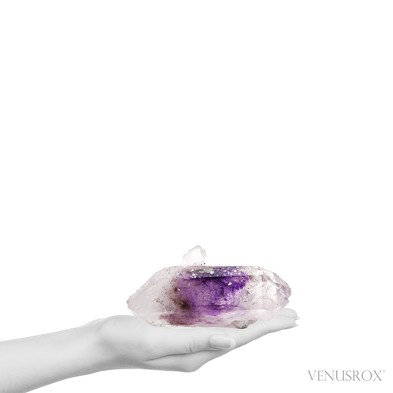 Brandberg Amethyst/Smoky Phantom Quartz with Prehnite Double Terminated Natural Point from the Brandberg Mountains, Namibia | Venusrox