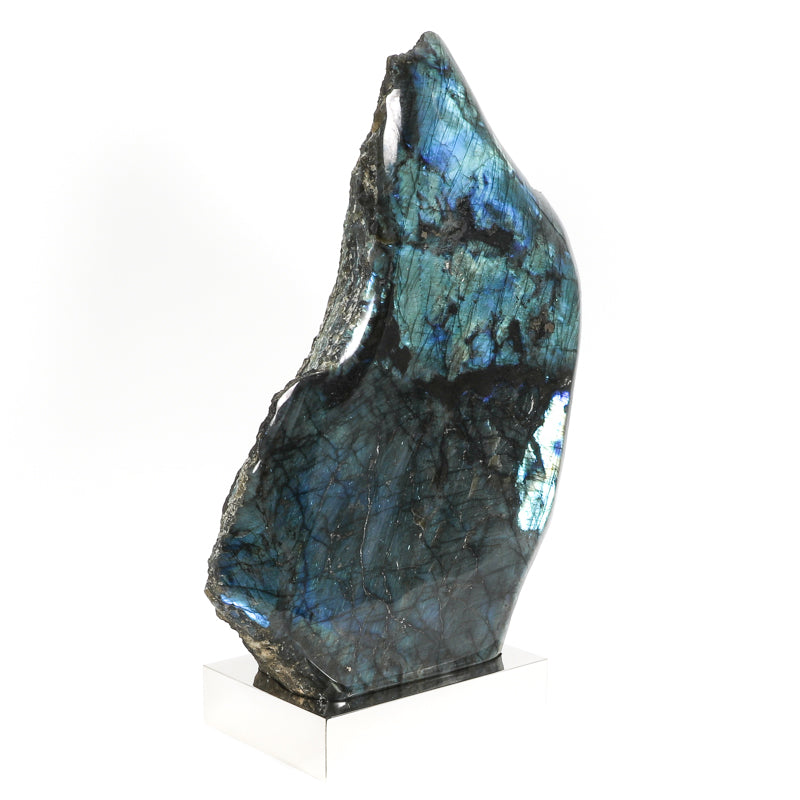 Labradorite Part Polished/Part Natural Freeform from Madagascar mounted on a bespoke stand | Venusrox
