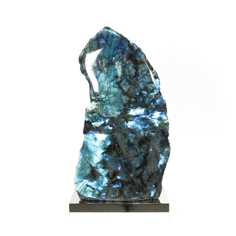Labradorite Part Polished/Part Natural Freeform from Madagascar mounted on a bespoke stand | Venusrox