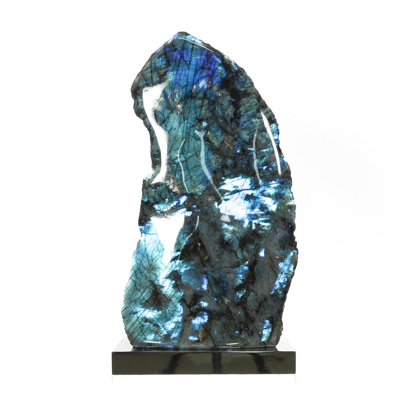 Labradorite Part Polished/Part Natural Freeform from Madagascar mounted on a bespoke stand | Venusrox