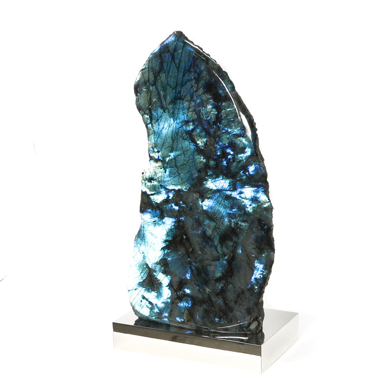 Labradorite Part Polished/Part Natural Freeform from Madagascar mounted on a bespoke stand | Venusrox