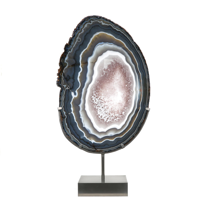 Agate with Amethyst Polished Slice from Brazil mounted in a bespoke stand | Venusrox
