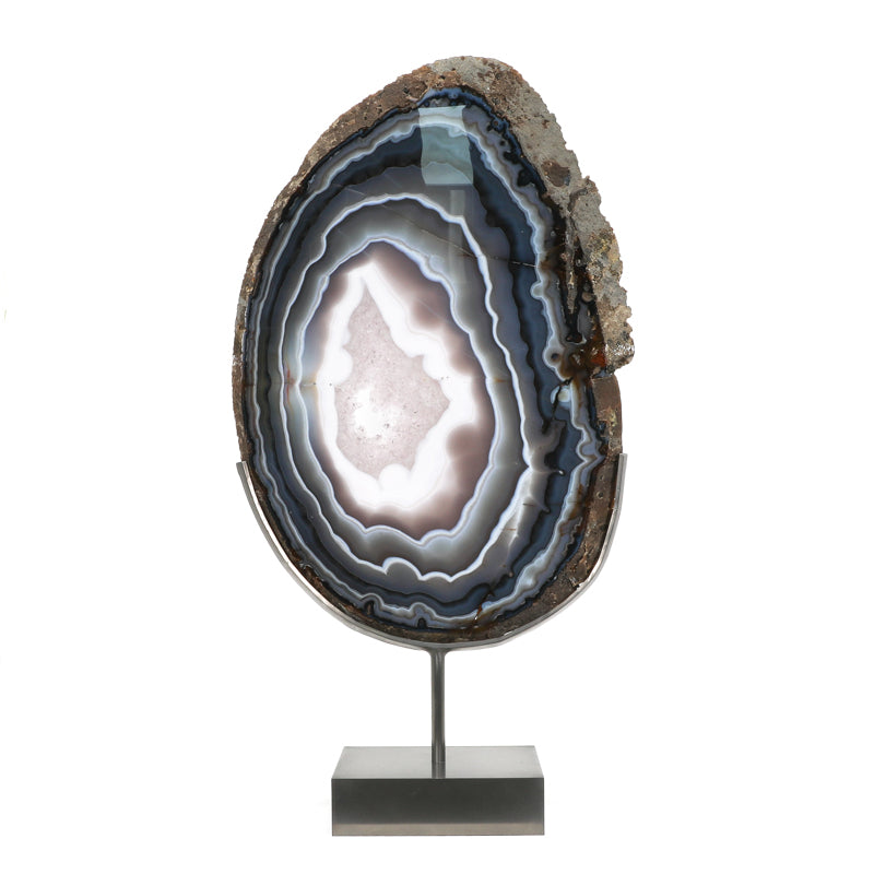 Agate with Amethyst Polished Slice from Brazil mounted in a bespoke stand | Venusrox