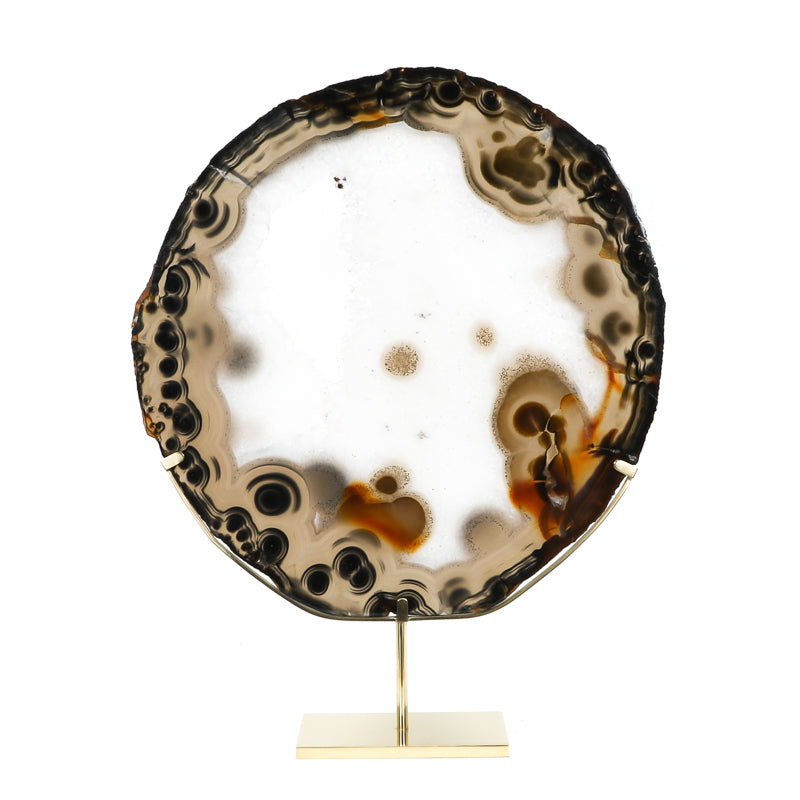 Agate with Clear Quartz Polished Slice from Brazil mounted in a bespoke stand | Venusrox