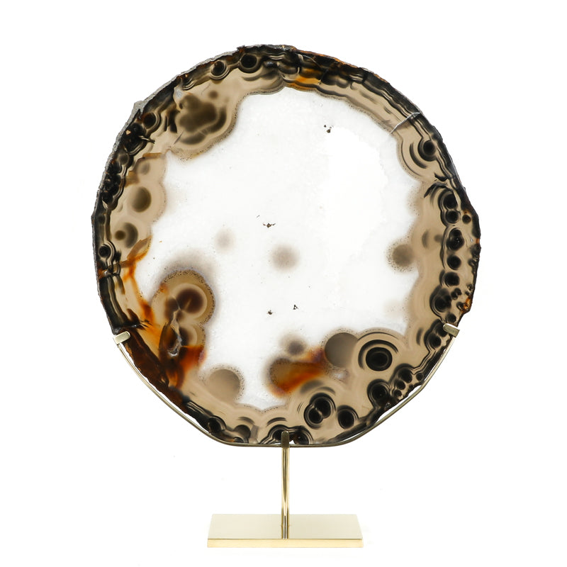 Agate with Clear Quartz Polished Slice from Brazil mounted in a bespoke stand | Venusrox
