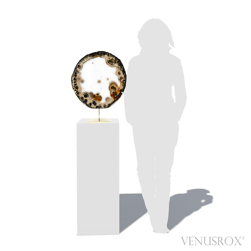 Agate with Clear Quartz Polished Slice from Brazil mounted in a bespoke stand | Venusrox