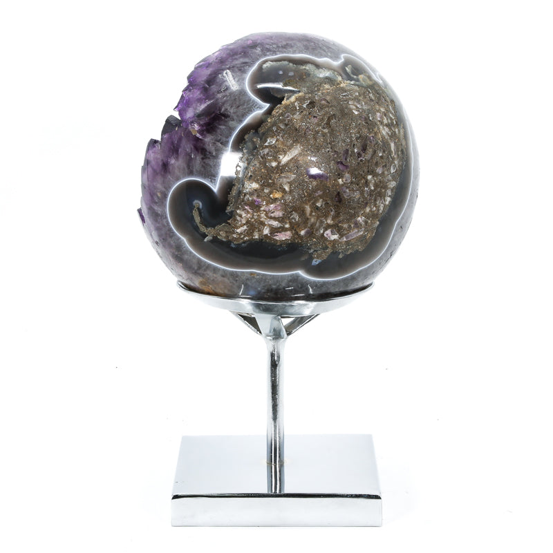 Amethyst with Agate & Calcite Geode Sphere from Brazil | Venusrox