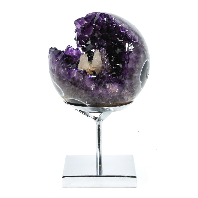 Amethyst with Agate & Calcite Geode Sphere from Brazil | Venusrox