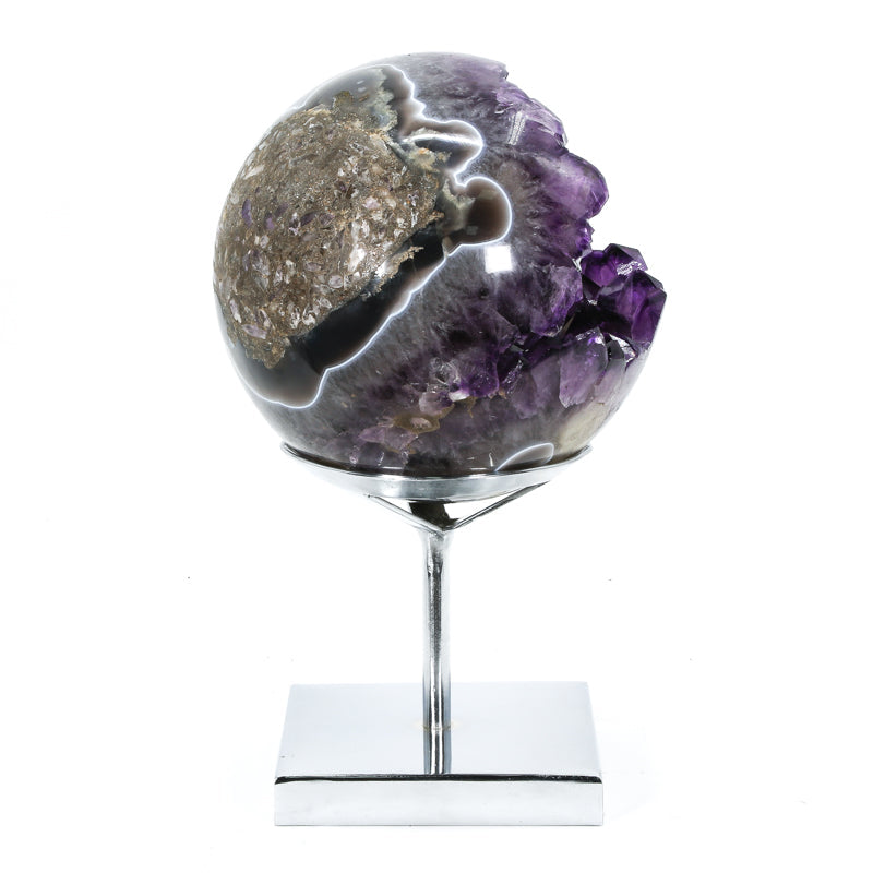 Amethyst with Agate & Calcite Geode Sphere from Brazil | Venusrox