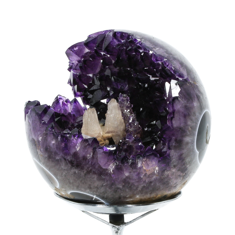 Amethyst with Agate & Calcite Geode Sphere from Brazil | Venusrox