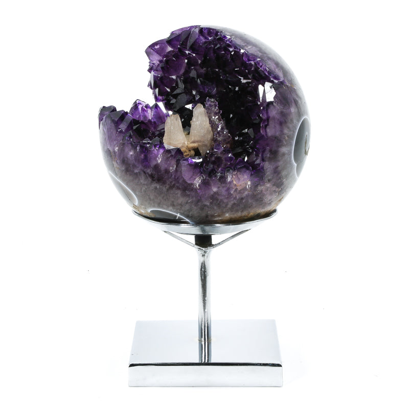Amethyst with Agate & Calcite Geode Sphere from Brazil | Venusrox
