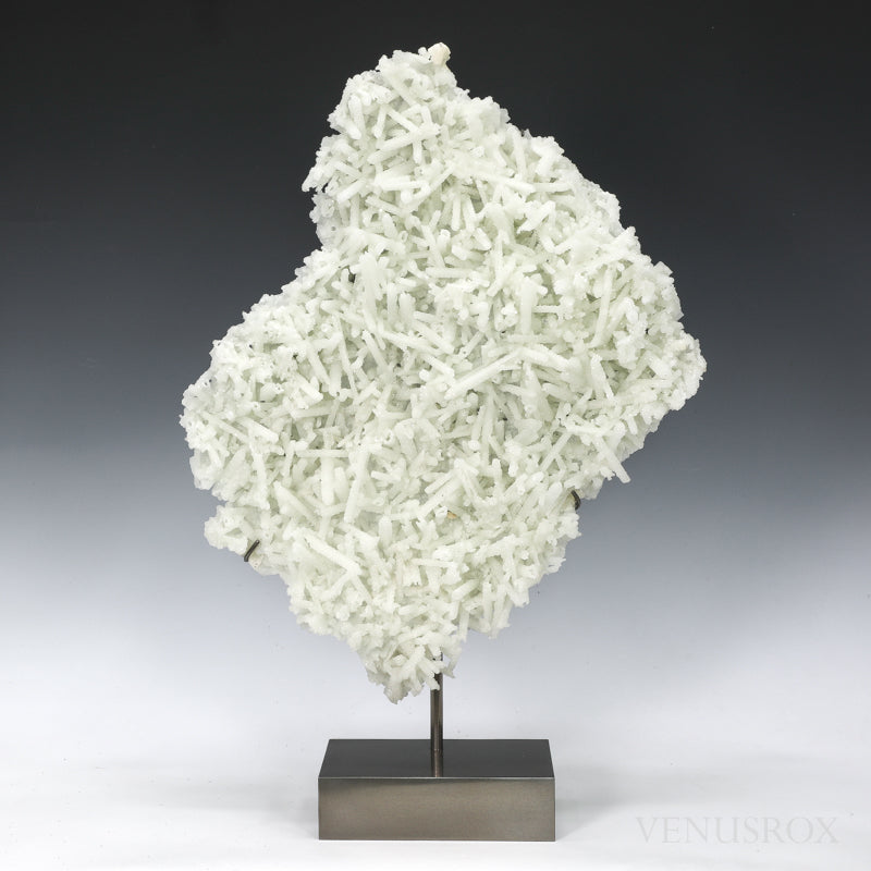Prehnite Pseudomorph after Laumontite with Apophyllite Natural Cluster from Pathanwadi Quarry, Malad, Mumbai, Maharashtra, India mounted on a bespoke stand | Venusrox