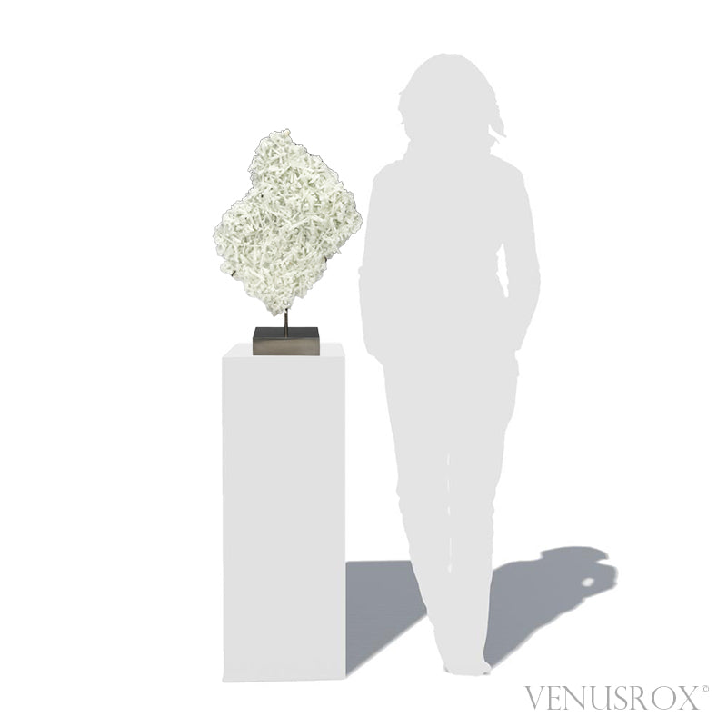 Prehnite Pseudomorph after Laumontite with Apophyllite Natural Cluster from Pathanwadi Quarry, Malad, Mumbai, Maharashtra, India mounted on a bespoke stand | Venusrox