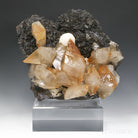 Stellar Beam Calcite on Sphalerite Natural Cluster from the Elmwood Mine, Tennessee, USA mounted on a bespoke stand | Venusrox