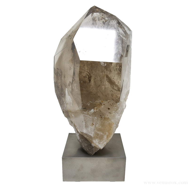 Rutilated/Smoky Quartz Polished/Natural Point with Phantoms from Brazil mounted on a bespoke stand | Venusrox
