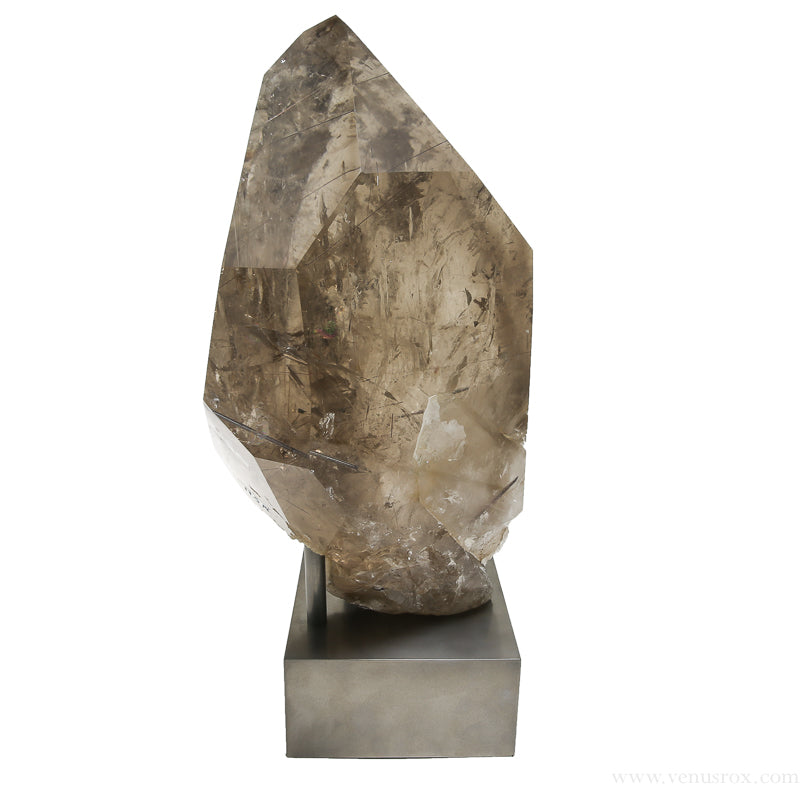 Rutilated/Smoky Quartz Polished/Natural Point with Phantoms from Brazil mounted on a bespoke stand | Venusrox