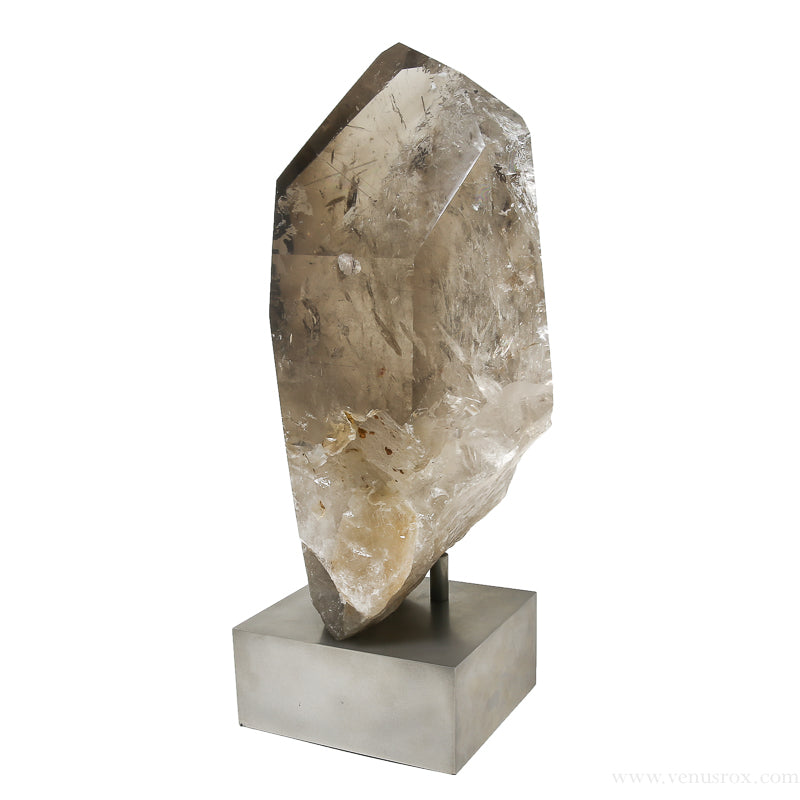Rutilated/Smoky Quartz Polished/Natural Point with Phantoms from Brazil mounted on a bespoke stand | Venusrox