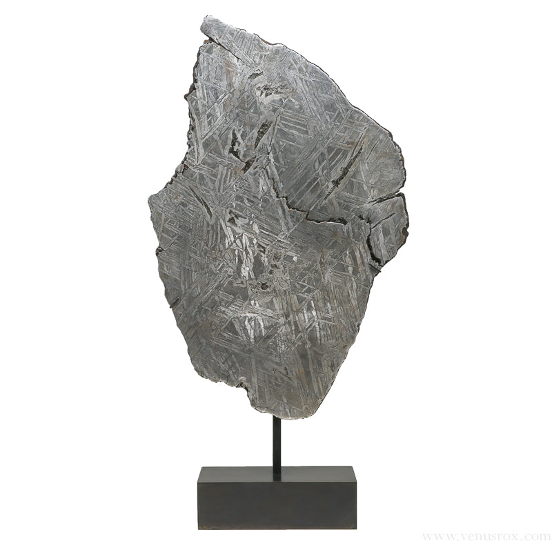 Seymchan Pallasite Meteorite Polished Slice from the Hekandue River, Jasačnaja, Magadan District, Russia, mounted on a bespoke stand | Venusrox