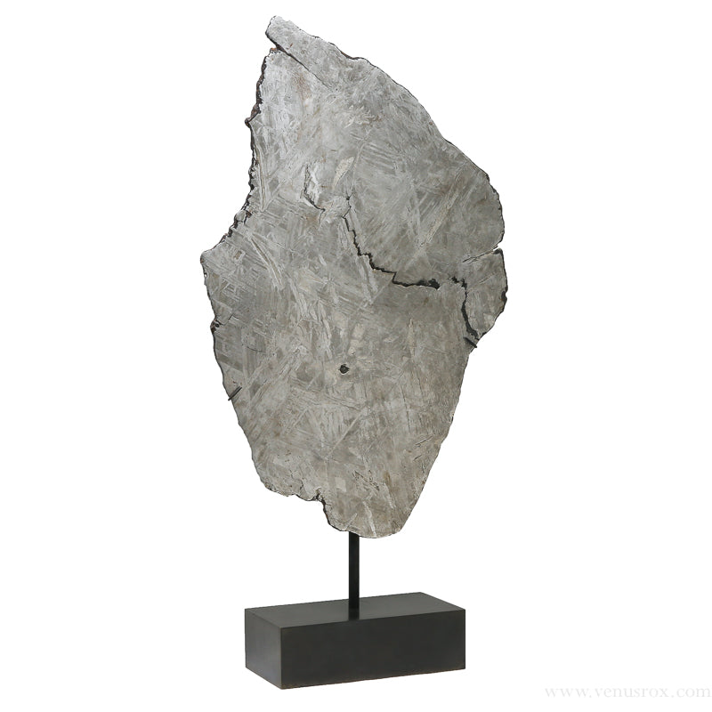 Seymchan Pallasite Meteorite Polished Slice from the Hekandue River, Jasačnaja, Magadan District, Russia, mounted on a bespoke stand | Venusrox