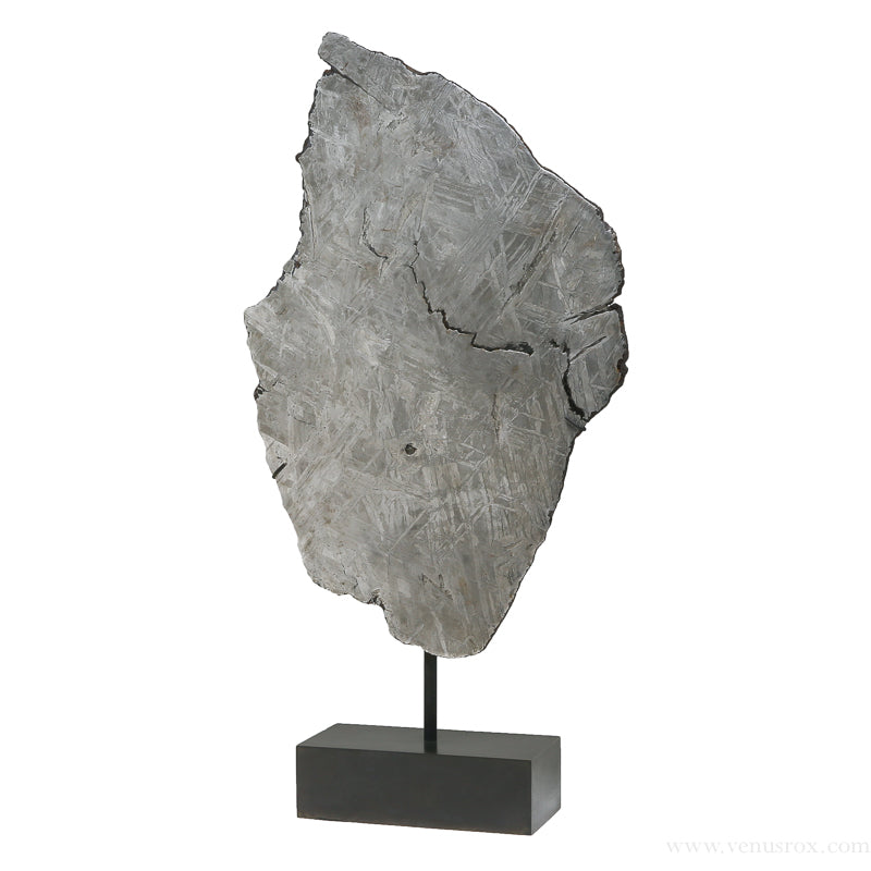 Seymchan Pallasite Meteorite Polished Slice from the Hekandue River, Jasačnaja, Magadan District, Russia, mounted on a bespoke stand | Venusrox