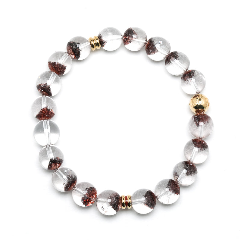 Clear Quartz with Hematite and Goethite Phantom Bracelet from Brazil | Venusrox
