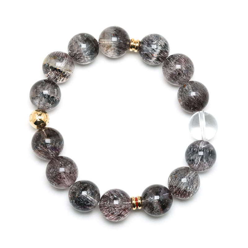 Clear Quartz with Amethyst Phantoms, Hematite and Goethite Bracelet from Brazil | Venusrox