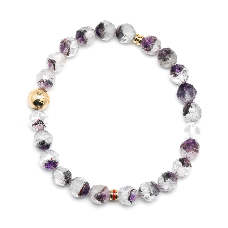 Clear Quartz with Amethyst Phantoms, Hematite and Goethite Bracelet from Brazil | Venusrox