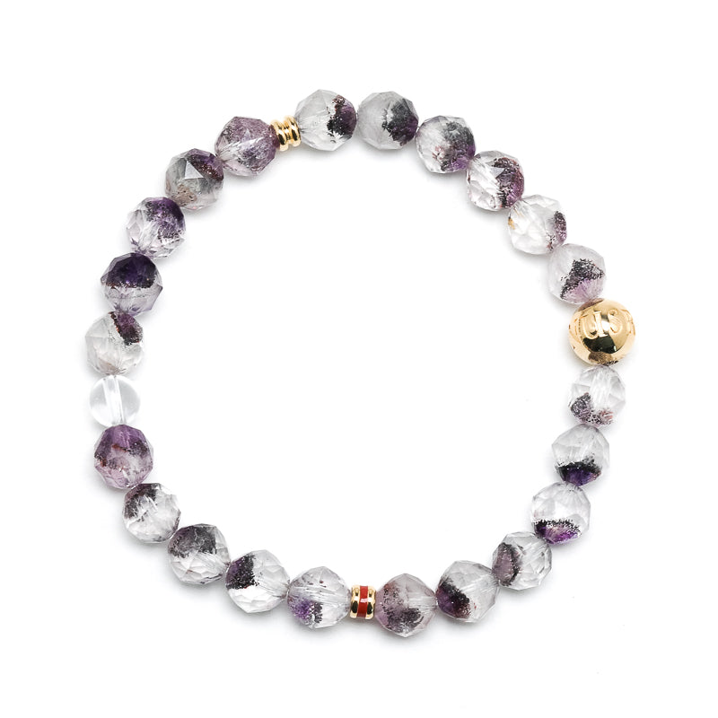 Clear Quartz with Amethyst Phantoms, Hematite and Goethite Bracelet from Brazil | Venusrox