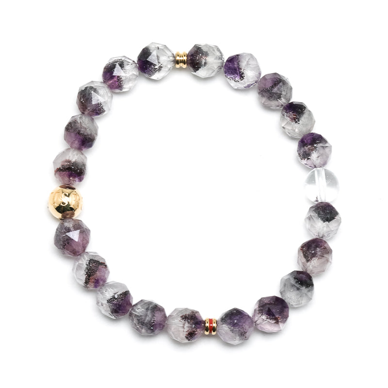 Clear Quartz with Amethyst Phantoms, Hematite and Goethite Bracelet from Brazil | Venusrox