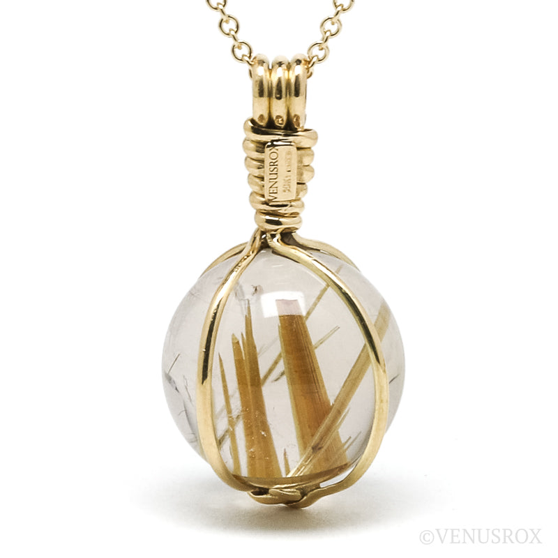 Golden Rutilated Quartz Pendant from Novo Horizonte, Bahia, Brazil | Venusrox