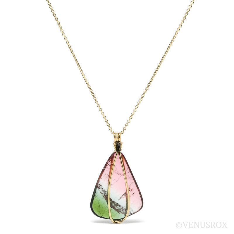Pink/Green Tourmaline Polished Crystal Pendant from Brazil | Venusrox