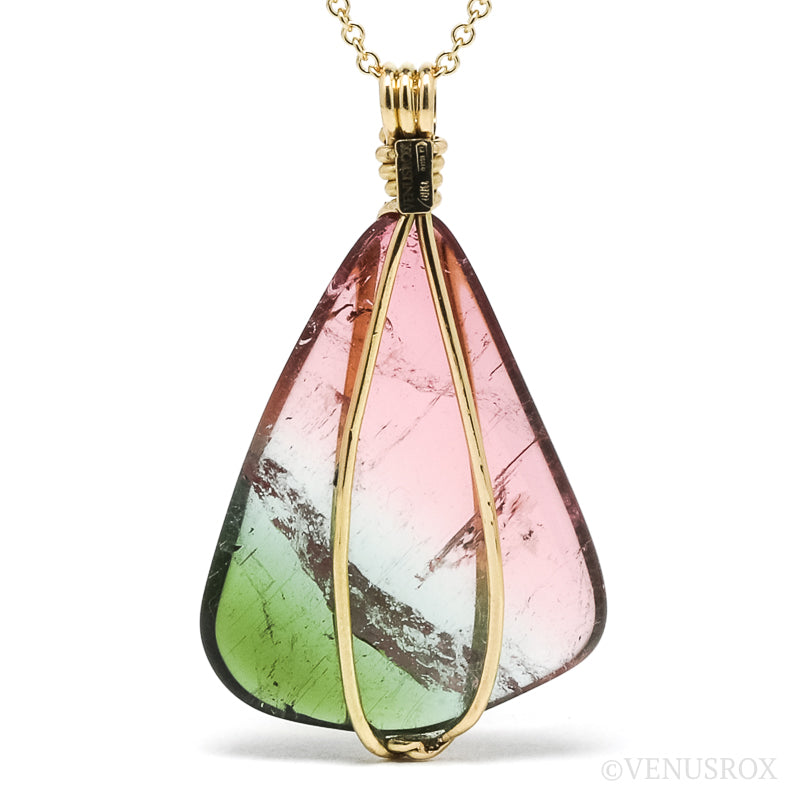 Pink/Green Tourmaline Polished Crystal Pendant from Brazil | Venusrox