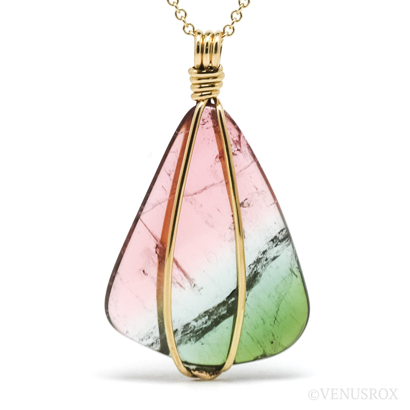 Pink/Green Tourmaline Polished Crystal Pendant from Brazil | Venusrox