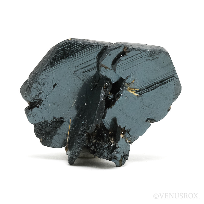 Golden Rutile on Hematite Natural Specimen from Novo Horizonte, Bahia, Brazil | Venusrox