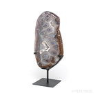 Agate with Clear Quartz Part Polished/Part Natural Slice from Brazil mounted in a bespoke stand | Venusrox