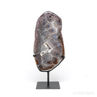 Agate with Clear Quartz Part Polished/Part Natural Slice from Brazil mounted in a bespoke stand | Venusrox