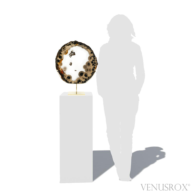 Agate with Clear Quartz Polished Slice from Brazil mounted in a bespoke stand | Venusrox