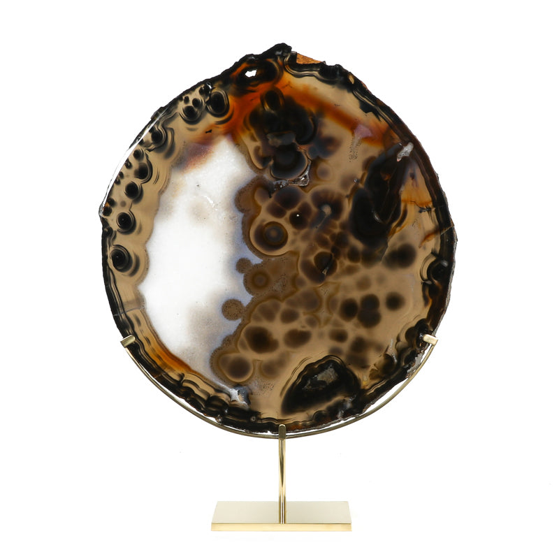 Agate with Clear Quartz Polished Slice from Brazil mounted in a bespoke stand | Venusrox