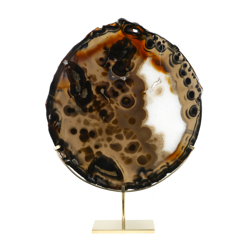 Agate with Clear Quartz Polished Slice from Brazil mounted in a bespoke stand | Venusrox